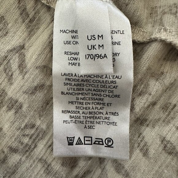 Anthropologie Pilcro Shirt Medium Short Sleeve Beige Leopard Floral Boho Mobwife - Picture 9 of 10